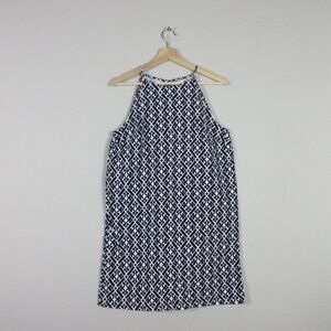 Boden Women Blue Geometric Sleeveless Racer Neck Mini Dress 8 Jersey Summer 194